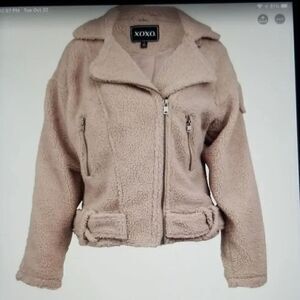 Dusty Rose Faux Fur Shaggy Moto Jacket